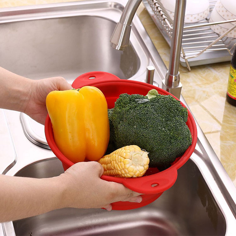 硅胶沥水篮圆形可伸缩洗菜篮